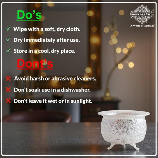 Brass Silver-Plated Designer Bowl with 3 Legs