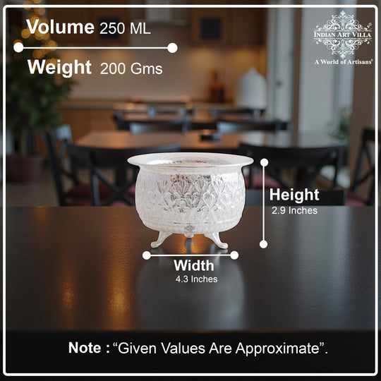 Brass Silver-Plated Designer Bowl with 3 Legs