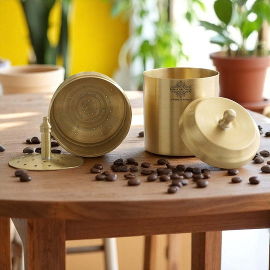 Pure brass coffee filter matt finish premium — Indian Art Villa