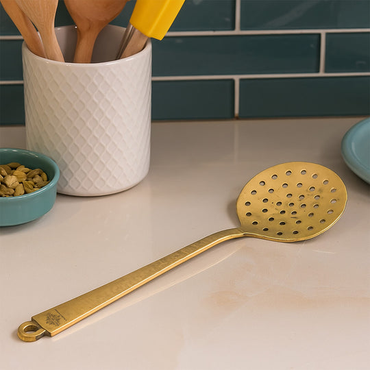 Pure Brass Skimmer / Jhar – Traditional Kitchen Essential