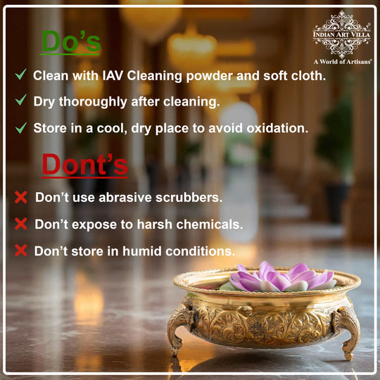 Brass Urli with Elephant Trunk and Embossed Design