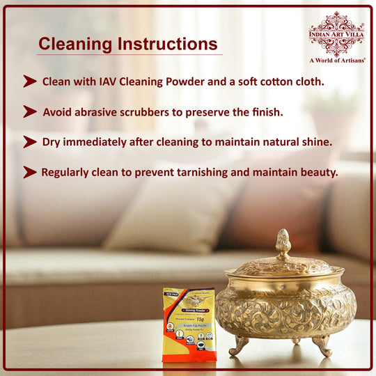 Pure Brass Decorative Handi With Embossed  Design And Lid