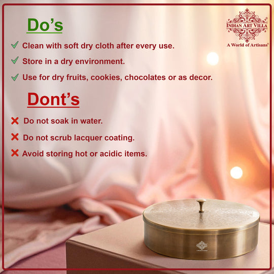 Pure Brass Embossed Design Round Shape Decorative Box