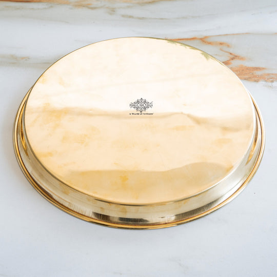 Brass Thali With Embossed With Shine Finish