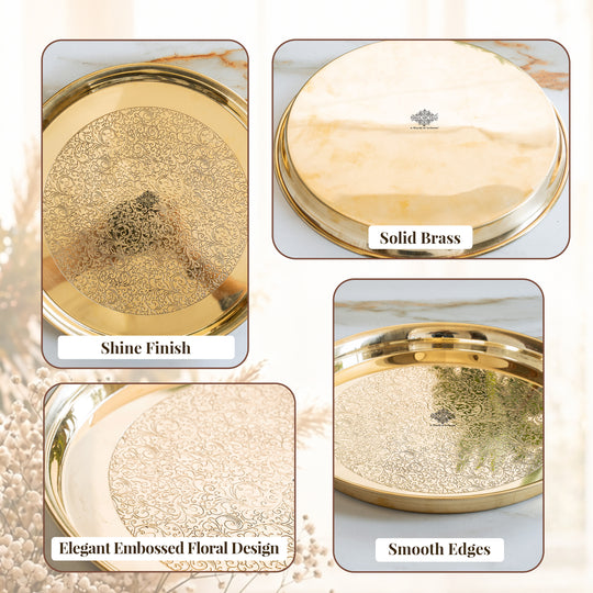 Brass Thali With Embossed With Shine Finish