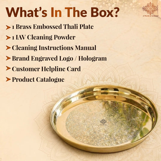 Brass Thali With Embossed With Shine Finish