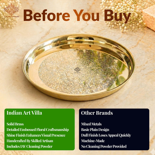 Brass Thali With Embossed With Shine Finish