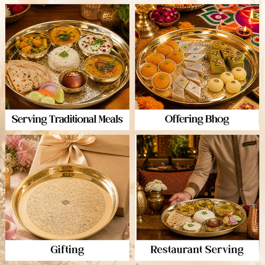 Brass Thali With Embossed With Shine Finish