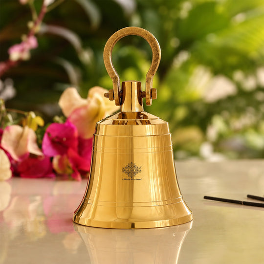 Brass Pooja Bell Ghanti With Screw For Pujan Purpose — Indian Art Villa