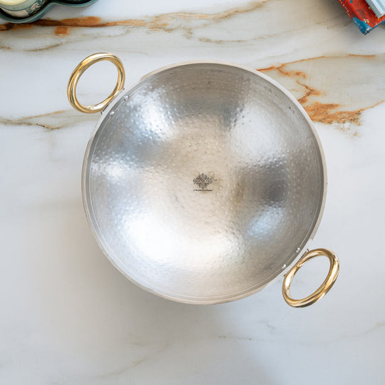 Pure Brass Kadai with Tin Lining and Hammered Style