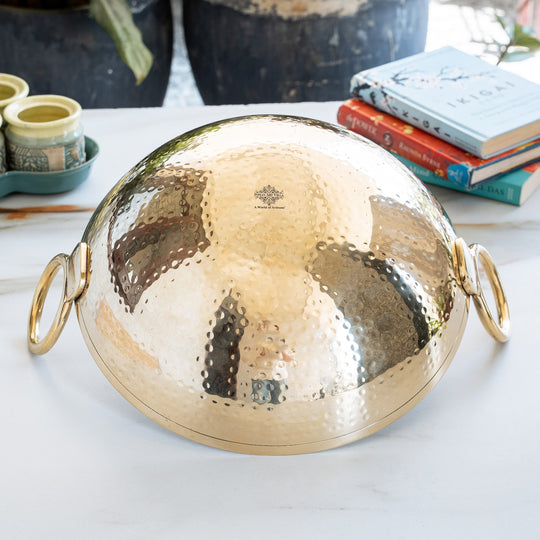 Pure Brass Kadai with Tin Lining and Hammered Style