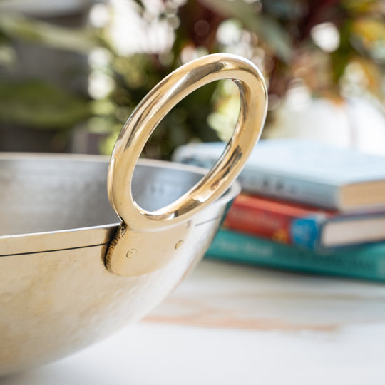 Pure Brass Kadai with Tin Lining and Hammered Style