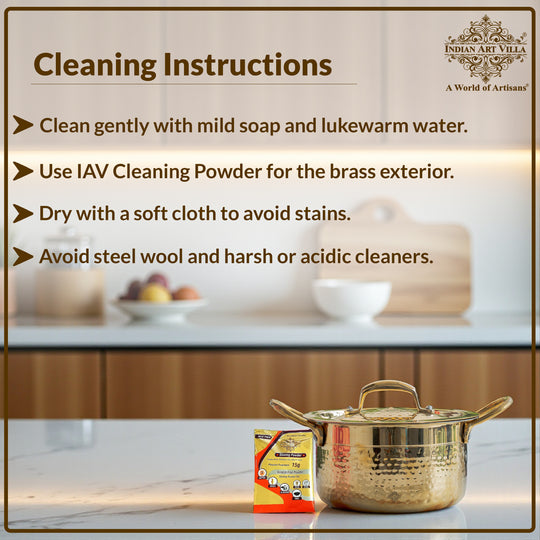 Pure Brass Pot Hammered Design With Tin Lining and Lid