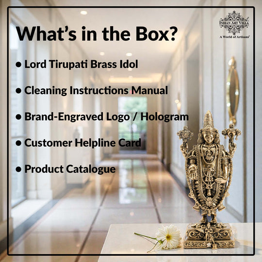 Pure Brass Lord Venkateswara Idol – Tirupati Balaji Murti for Pooja