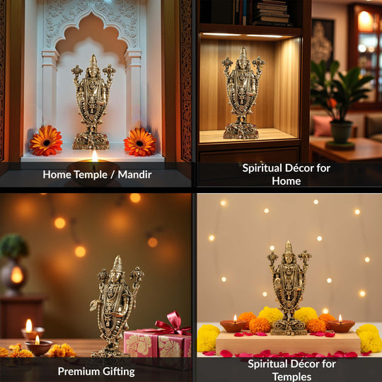Pure Brass Lord Venkateswara Idol – Tirupati Balaji Murti for Pooja