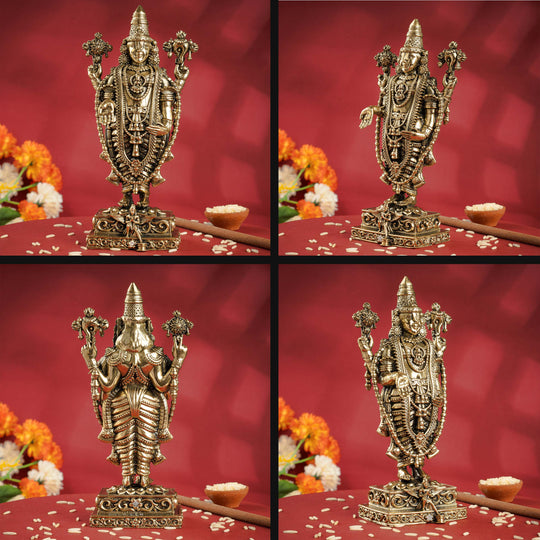 Pure Brass Lord Venkateswara Idol – Tirupati Balaji Murti for Pooja