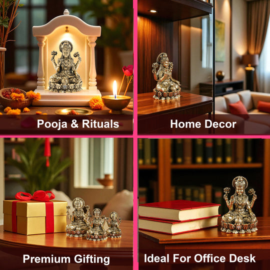 Pure Brass Goddess Saraswati ji Idol- Sitting on Lotus Flower