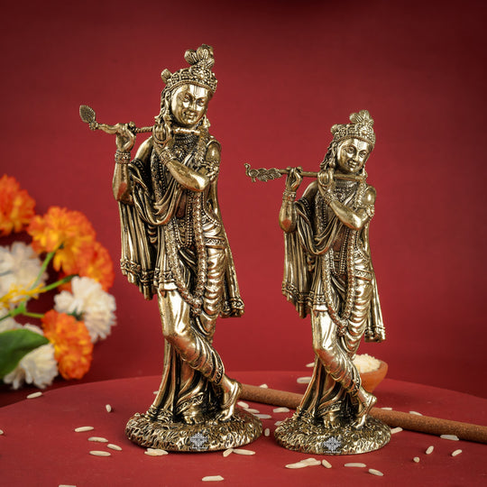 Pure Brass Krishna ji Murti With Bansi & Tribhanga Pose