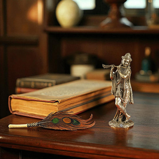 Pure Brass Krishna ji Murti With Bansi & Tribhanga Pose