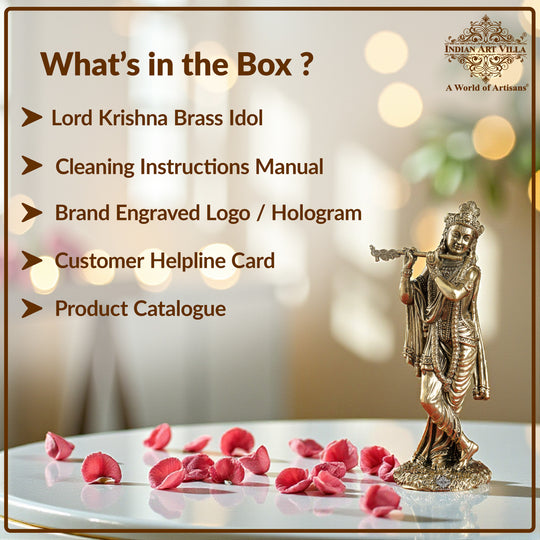 Pure Brass Krishna ji Murti With Bansi & Tribhanga Pose