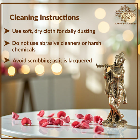 Pure Brass Krishna ji Murti With Bansi & Tribhanga Pose