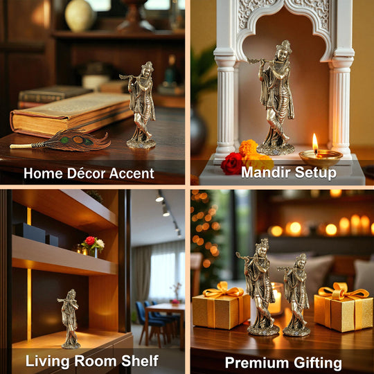 Pure Brass Krishna ji Murti With Bansi & Tribhanga Pose