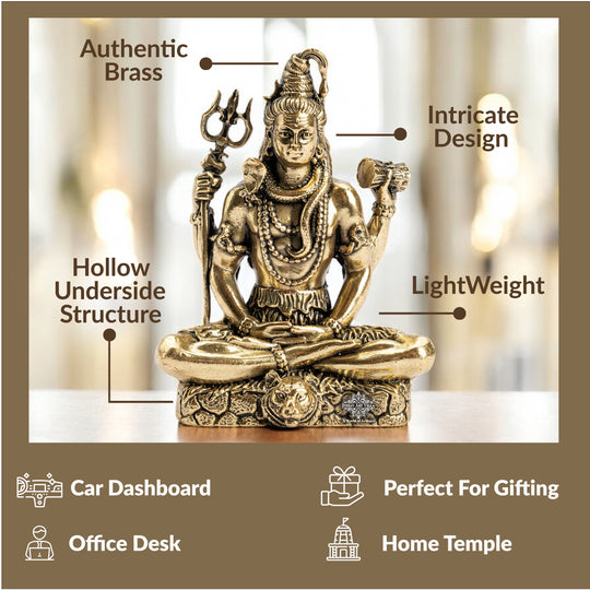 Pure Brass Shiv JI Murti with Trishul Damaru