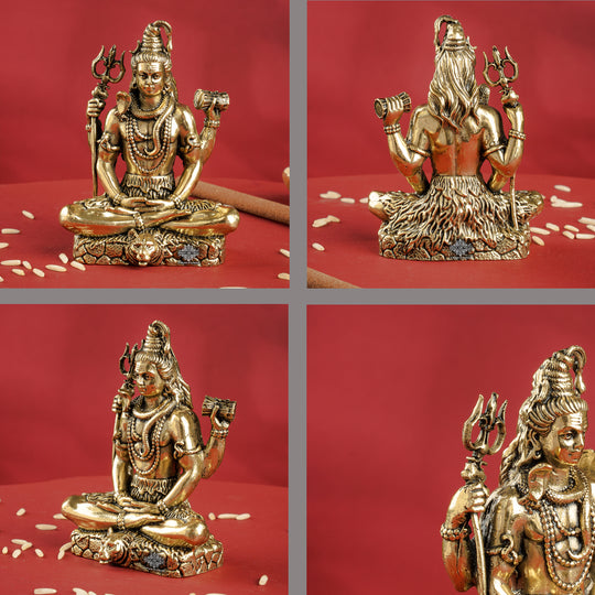 Pure Brass Shiv JI Murti with Trishul Damaru