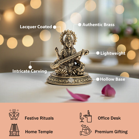 Pure Brass Goddess Saraswati ji Idol
