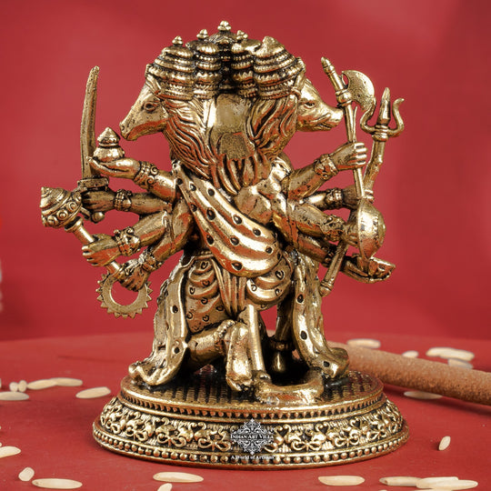 Pure Brass Panchmukhi Hanuman Ji Idol with Weapons – Spiritual Idol