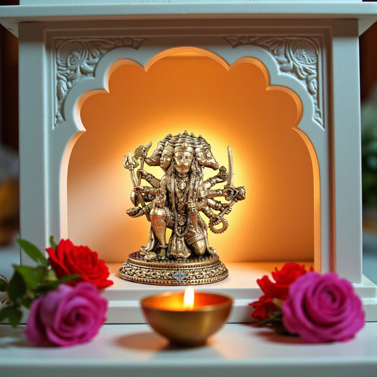 Pure Brass Panchmukhi Hanuman Ji Idol with Weapons – Spiritual Idol