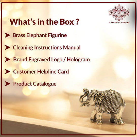 Brass Elephant Showpiece with Raised Trunk