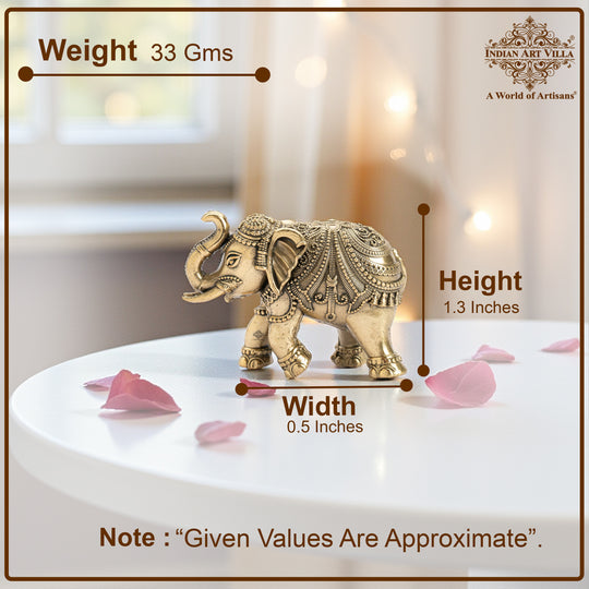 Brass Elephant Showpiece with Raised Trunk – Symbol of Prosperity
