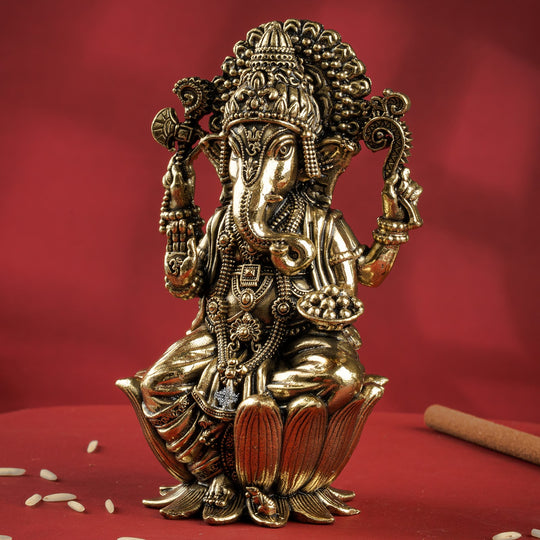 Pure Brass Ganesh ji Murti On Kamal