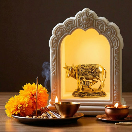 Pure Brass Kamadhenu Cow With Calf  – Symbol of Prosperity &  Blessings