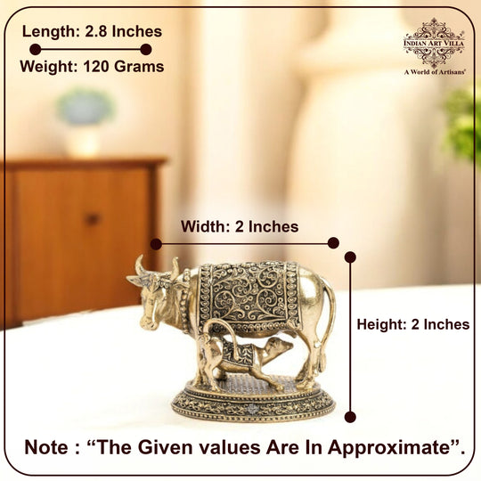 Pure Brass Kamadhenu Cow With Calf  – Symbol of Prosperity &  Blessings