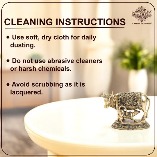 Pure Brass Kamadhenu Cow With Calf  – Symbol of Prosperity &  Blessings