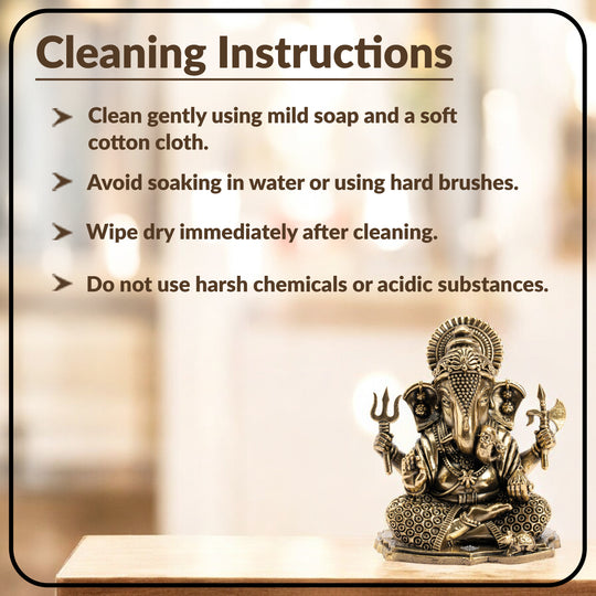 Pure Brass Ganesh JI Murti with Trishul and Parshu in Hand
