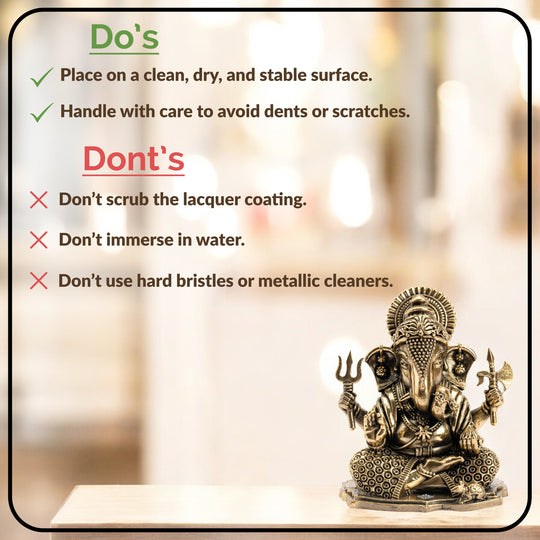 Pure Brass Ganesh JI Murti with Trishul and Parshu in Hand