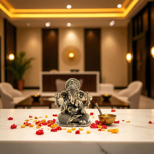 Pure Brass Ganesh JI Murti with Trishul and Parshu in Hand