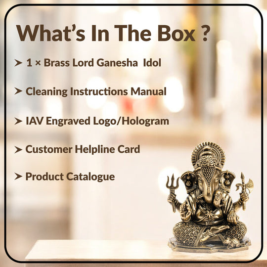Pure Brass Ganesh JI Murti with Trishul and Parshu in Hand
