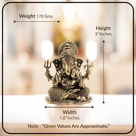 Pure Brass Ganesh JI Murti with Trishul and Parshu in Hand