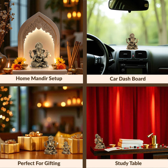 Pure Brass Ganesh JI Murti with Trishul and Parshu in Hand