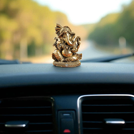 Pure Brass Ganesh Ji Statue With Turban and Modak