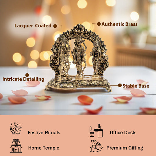 Pure Brass Ram Darbar Murti for Home Temple & Pooja Decor