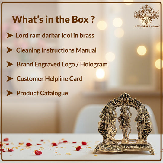 Pure Brass Ram Darbar Murti for Home Temple & Pooja Decor