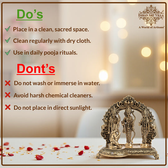 Pure Brass Ram Darbar Murti for Home Temple & Pooja Decor