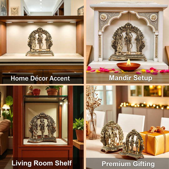 Pure Brass Ram Darbar Murti for Home Temple & Pooja Decor