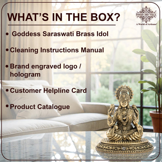 Pure Brass Laxmi Ji Murti 9 cm- Brass Murti for Wealth & Prosperity