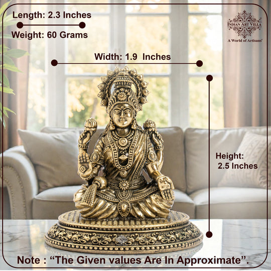 Pure Brass Laxmi Ji Murti 9 cm- Brass Murti for Wealth & Prosperity